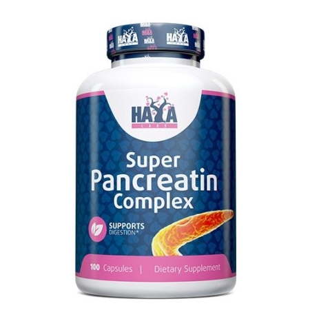 Haya Labs Super Pancreatin Enzymes (Pankreatino virškinimo fermentai) 100 kaps.