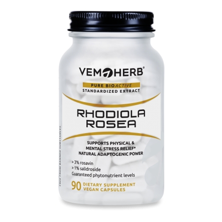 VemoHerb Rhodiola Rosea (Rausvosios rodiolės ekstraktas) 90 kaps.